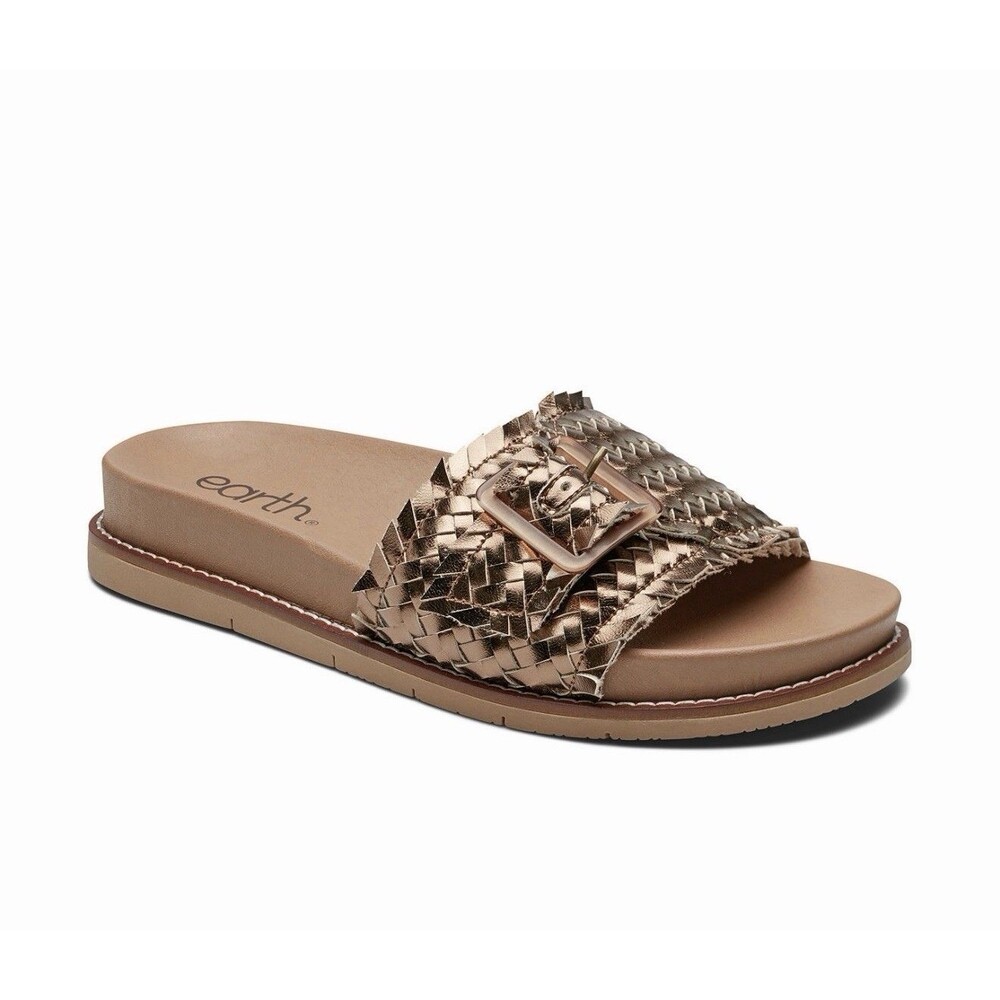 Earth Women's Fontane Woven Flat Sandals - Gold 8.5M NWB